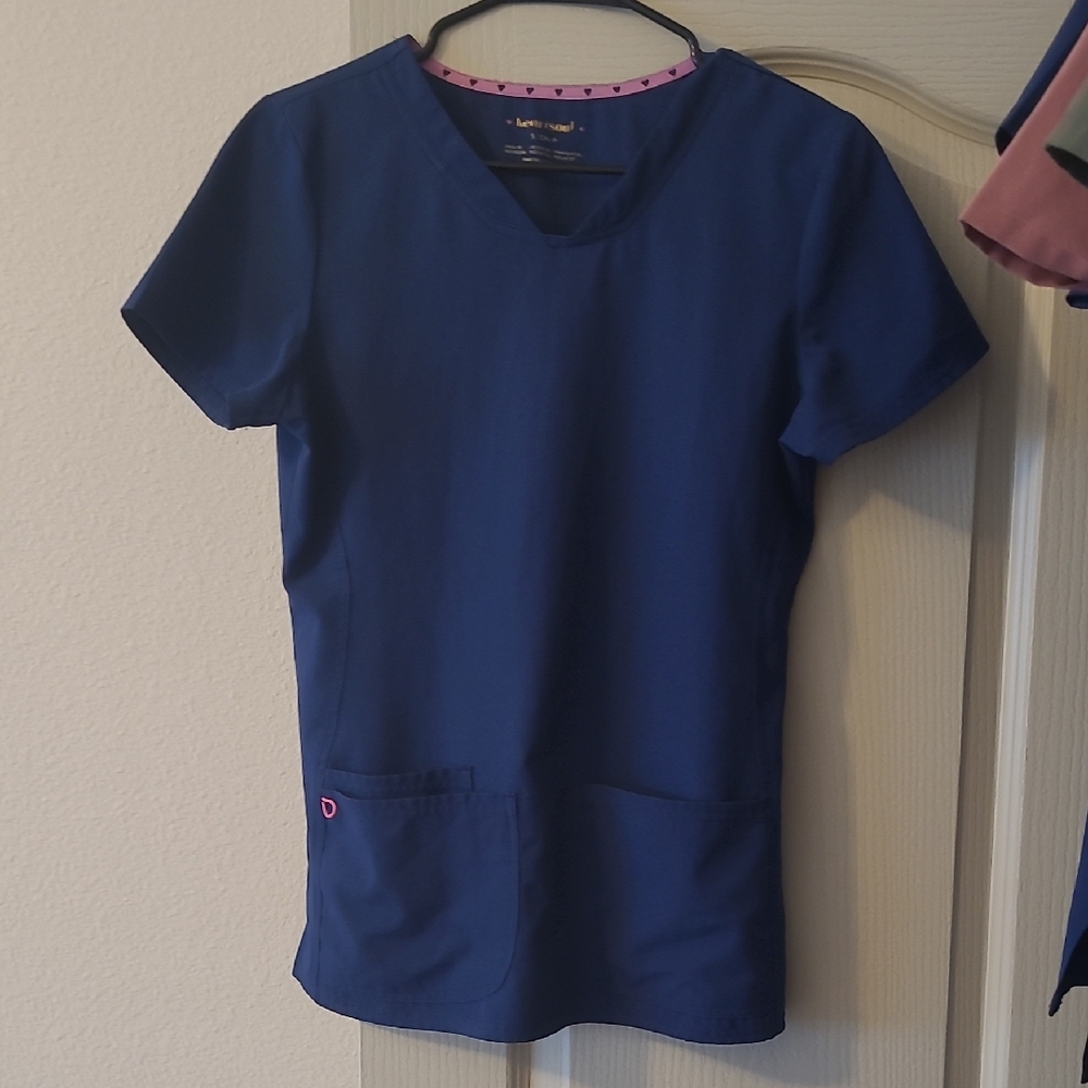 HeartSoul Navy Blue Short Sleeve Scrub Top